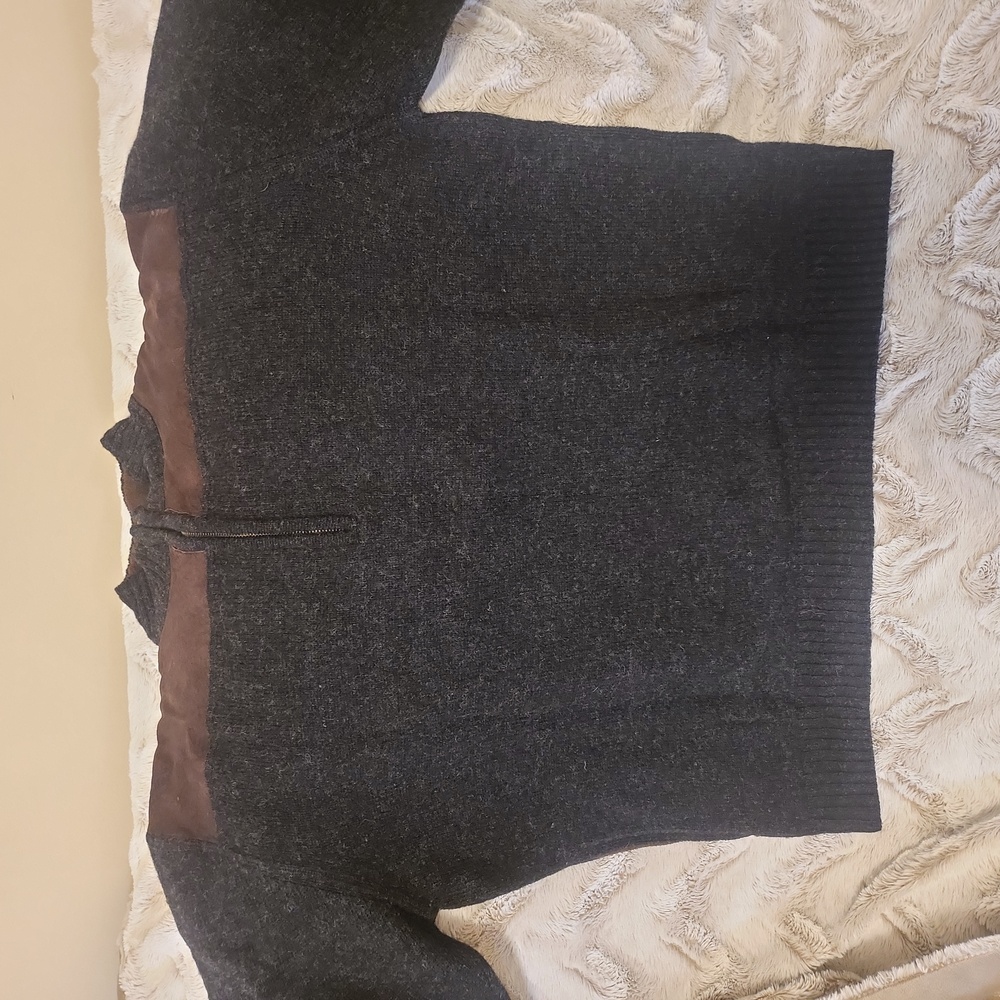 Pendleton Mens 100% Shetland wool dark gray quarter zip pullover XL